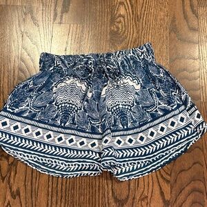 Tolani Elastic Waist Women's Shorts in Navy White/Cream Silk Size XS